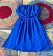 Royal Blue Strapless Tube Mini Dress Thin Lightweight Material Size XS