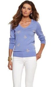 Ana Light Iris Gold Bow Sweater