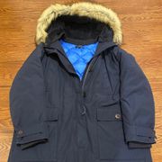 J. Crew Nordic Down and Thinsulate Parka w/Sherpa Hood in Navy Blue (Size XL)