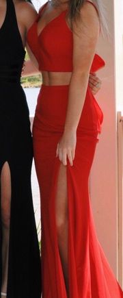 Red Two Piece Prom Dress