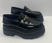 ALEXANDER WANG Carter Patent Leather Lug Sole Platform Loafers, Size 37.5 EU