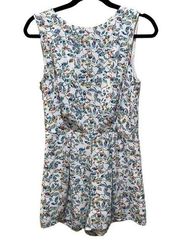 AQUA Colorful Printed Sleeveless Romper White Size Medium