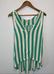 Piko | Green & Tan‎ Stripped V-Neck Tank