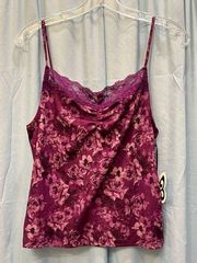 Self Esteem Women's Floral Lace V-Neck Camisole Spaghetti Strap Top Size L