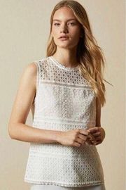 NWT Ted Baker Adriene Lace-Paneled Top White 2