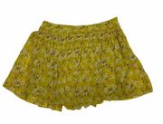 American Eagle Outfitters Womens Yellow Skirt Floral Pleated Flowy Size 4 Zipper