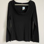 J. McLaughlin Corinne Drape Collar Neck Pullover Lightweight Sweater Black Sz XL
