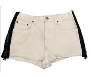 Carmar Denim Shorts Womens Size 28 White High Waist Wide Zipper Jean Shorts