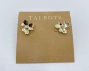 Talbots Floral Gold Tone Earrings NEW