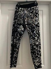 PINK ROSE Pants Black & White Large