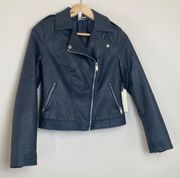 Forever 21 Vegan Moto Jacket Dark Gray Faux Leather