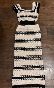 two piece knit skirt set