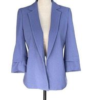 Bar III Small Blazer Jacket Open Front 3/4 Sleeve Lined Pockets Collared Blue