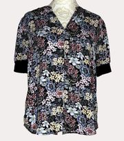 Catherine Malandrino Floral Chiffon Blouse V Neck XS