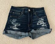 American Eagle Outfitters Dark Wash Ripped Denim Shorts