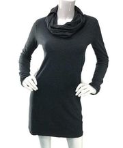 Majestic Paris Womens Size 2 Small Cowl Neck Sweater Dress Cotton Cashmere Gray