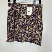 Elodie Womens Floral Skirt Size Large Mini Side Cut Out Side Zip‎