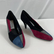 Connie Vintage 1980s Patchworn Suede Heels Size 8