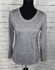 Longsleeve scoopneck hi low stripe top w/scrunch sides sz Small