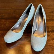 Steve Madden Getta Silver Glitter 3” Stiletto High Heel Shoes Pumps Size 8.5