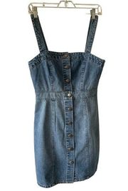 BB DAKOTA LADIES SLEEVELESS BLUE DENIM BOTTON FRONT OVERALL MINI DRESS NWT 4