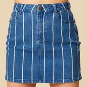 Altar’d State | Blue and White Striped Denim Mini Skirt  Size Small