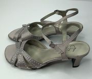 Metaphor Silver Gray Strap Sandal with Rhinestones