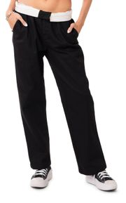 Folded Wide Leg Chino Pants