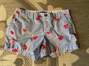 Old Navy Shorts Blue White Stripes Pink Yellow Flowers