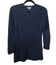 Eileen Fisher Navy Open Knit Organic Linen & Organic Cotton XS Petite Sweater.