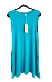 Sleeveless T-Shirt Dress Size Large Green Flowy Cotton Women's New NWT