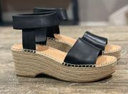 & Co Amber Espadrille Wedge Sandals Wedge Ankle Strap Black Shoe