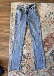 ZARA Straight Frayed Jeans High Rise