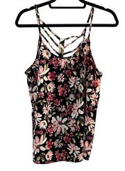 STACCATO Women's Vibrant Multi Floral Spaghetti Strap Tank Top Sz L (12-14)