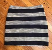 Navy and Beige Striped Pencil Skirt 