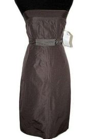 J Crew Brown Silk Casual Strapless Dress Size 2