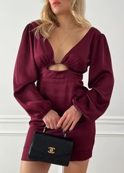 Maroon V Neck Dress