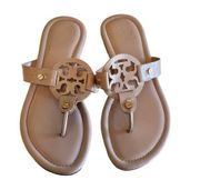 Tory Burch Sea Shell Pink Miller Sandals Patent Leather Size 7