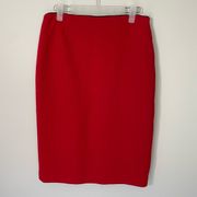 Lafayette 148 New York Red Pencil Skirt 100% Virgin Wool