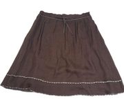 Max Studio Womens Size XS Chocolate Brown Linen Polyamide Knit A-Line Skirt