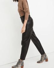 Vegan Leather Pull On Paperbag Pants