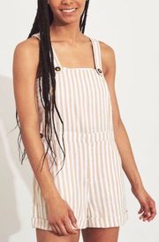 Tan White Striped Overalls