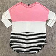 Olivia Sky women’s 1X pink / white / black top