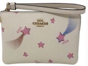 Corner Zip Wristlet With Shooting Star Print and Charms