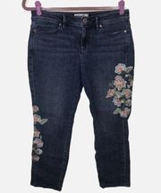 J Jill Jeans Size 4 Denim Authentic Fit Floral Embroidered Cropped Boho Vibes