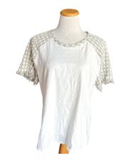 Womens  Quilted Frayed Sleeve Top - Sz XL