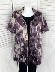 Simply Vera Vera Wang Watercolor Floral Satin Topper Long Jacket Purple XL