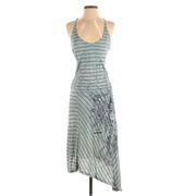 Diesel Maxi Dress S Asymmetrical Stripe Open Back T-Strap Graphic Luxury Lounge