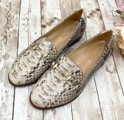 SCHUTZ Snakeskin Gold Horsebit Loafers 36