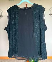 Cozy Co by Cozy Casual Black Lace Blouse Shirt Short Sleeve